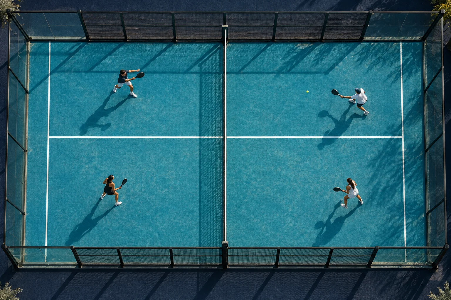 Partido en una cancha de pádel